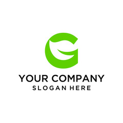 Letter G and negative space leaf logo