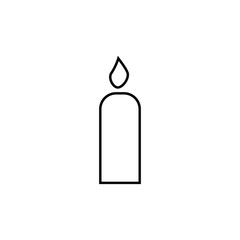 Candle light with flame line icon for birthday, religion, memorial use logo on white background