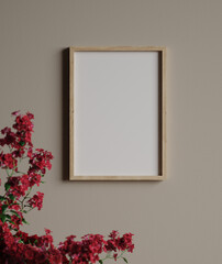 Mockup frame in vintage interior background close up, 3d render