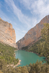 Fototapeta na wymiar View of the Congost de Mont-rebei gorge in Catalonia, Spain in summer 2020
