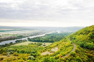 Fototapeta na wymiar An extraordinary beautiful landscape of the Dniester river made by a drone.