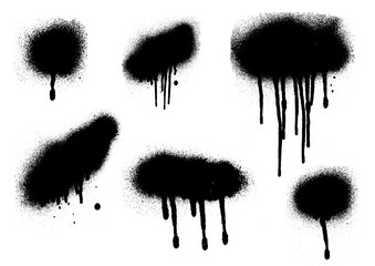 Vector black and white ink splash, blot and brush stroke Grunge textured element for design background. © Valentain Jevee