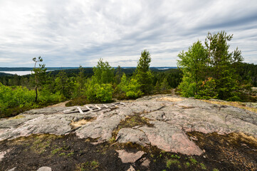 Fototapeta na wymiar View from the mount Hiidenvuori in Karelia