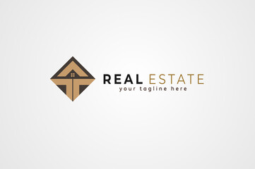 Fototapeta premium Real Estate Logo, letter T and house icon combination, flat design logo template, vector illustration