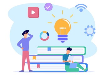 Illustration vector graphic cartoon character of online education