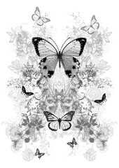 Black and white butterfly design