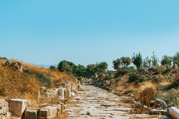 Ruins in the center of the ancient town in Side in Turkey