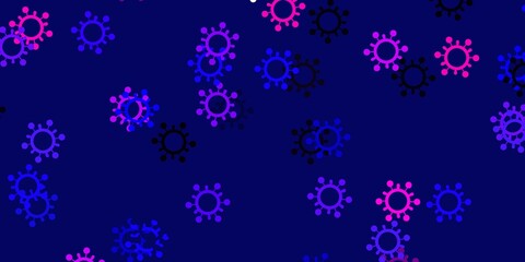 Fototapeta na wymiar Light pink, blue vector backdrop with virus symbols.