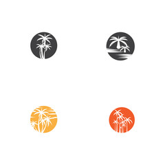 Set Palm tree summer logo template