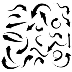 hand drawn arrows isolated on white background.