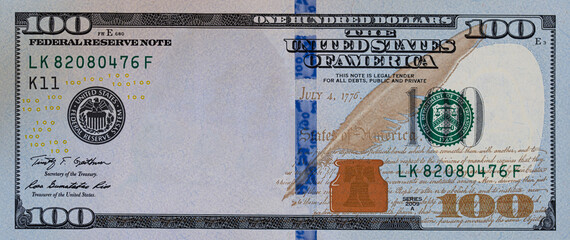 U.S. 100 dollar border with empty middle area