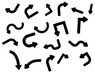 hand drawn arrows isolated on white background.