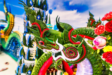 Serpent Naga made from banana leaves and flowers