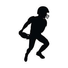 Rugby player silhouette vector on white background, sport man 