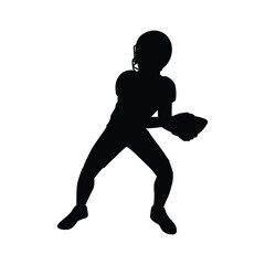 Fototapeta na wymiar Rugby player silhouette vector on white background, sport man 