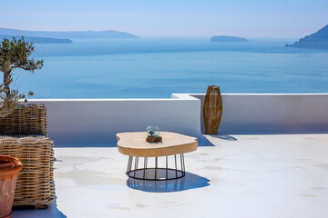 Table on the Santorini Sun Terrace and Sea View