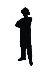 Firefighter silhouette vector on white background