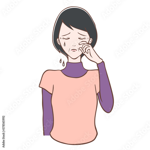 中年女性 泣いているポーズ イラスト 50 S Wall Mural 50 Omochi