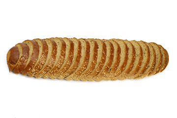 Loaf of sliced bread isolated on white background