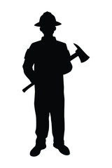 Firefighter silhouette vector on white background