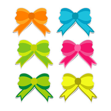 Cute colorful bow on white background