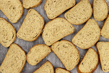 sliced bread on a gray background, background, texture