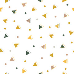 Geometric simple seamless modern pattern. Yellow, green and beige triangles. Trendy vector illustration