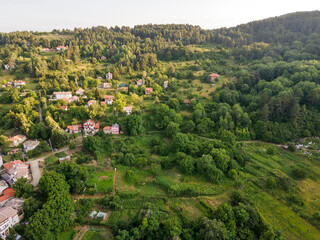 Fototapeta na wymiar Aerial view of village of Yavrovo, Plovdiv Region, Bulgaria