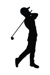 Golf player silhouette vector on white background, sport man