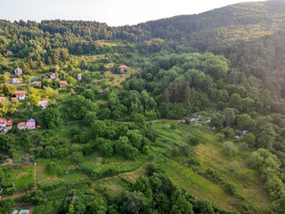 Fototapeta na wymiar Aerial view of village of Yavrovo, Plovdiv Region, Bulgaria