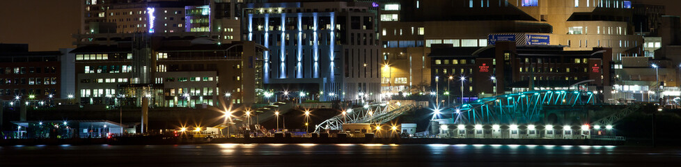 Liverpool night skyline refections