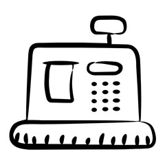 
Linear icon of cash register, cash till 

