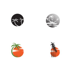 Set Palm tree summer logo template
