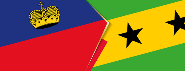 Liechtenstein and Sao Tome and Principe flags, two vector flags.