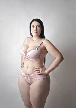 portrait of beautiful curvy girl in lingerie Stock Photo | Adobe Stock