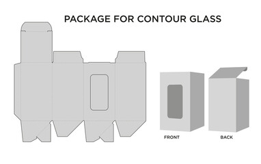 Package Contour glass die cut template design 
