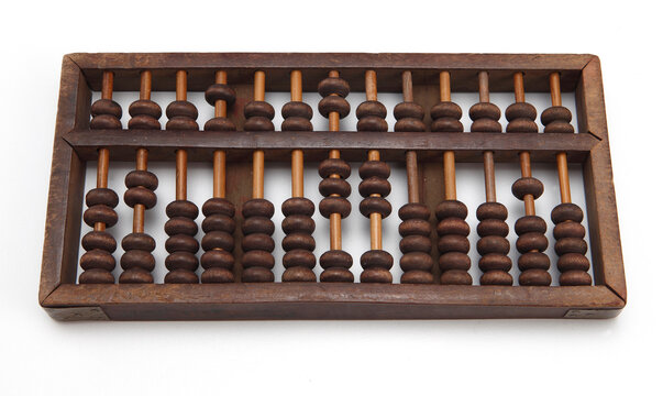 old abacus isolated on white