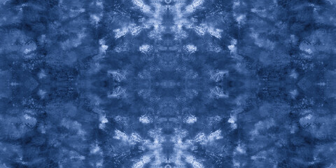 Seamless Denim Tie Dye Shibori Print. Traditional 