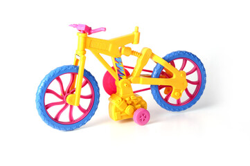 Fototapeta premium Plastic Bicycle Toy,Children's bicycle on a white background, isolated on white background.