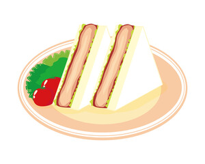 カツサンドのベクターイラスト　サンドウィッチ