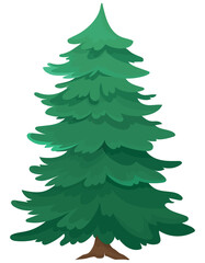 Holiday tree isolated on white background. Conifer in cartoon style.
