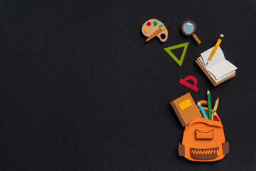 illustration about education . Stationery supplies such as schoolbag, notebook, magnifier,...