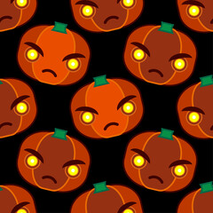 Seamless pattern with pumpkins. Halloween. Emotions. The style of the cartoon. Vector illustration for web design or print.