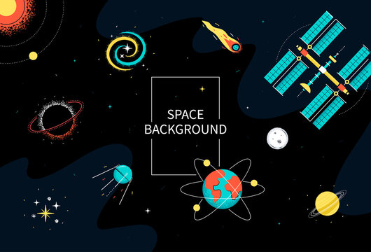 Space background - colorful flat design style illustration
