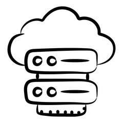 
An icon of cloud dataserver in editable linear style 
