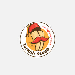 Kebab and shawarma logo design vector template. Vector label Turkish and Arabian fast food.