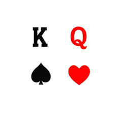 Black King of spades and Red Queen of hearts . Poker cards. Vector illustration.