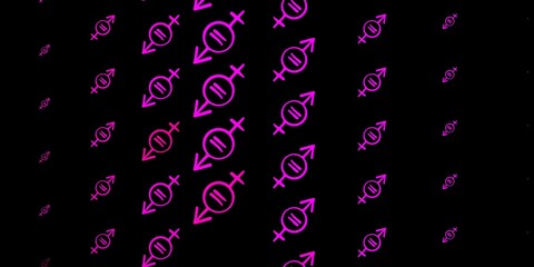Obraz premium Dark Pink vector texture with women's rights symbols.