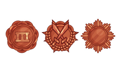 Bronze Order or Medal as Distinctive Insignia Vector Set