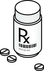 A white plastic bottle of white pills.